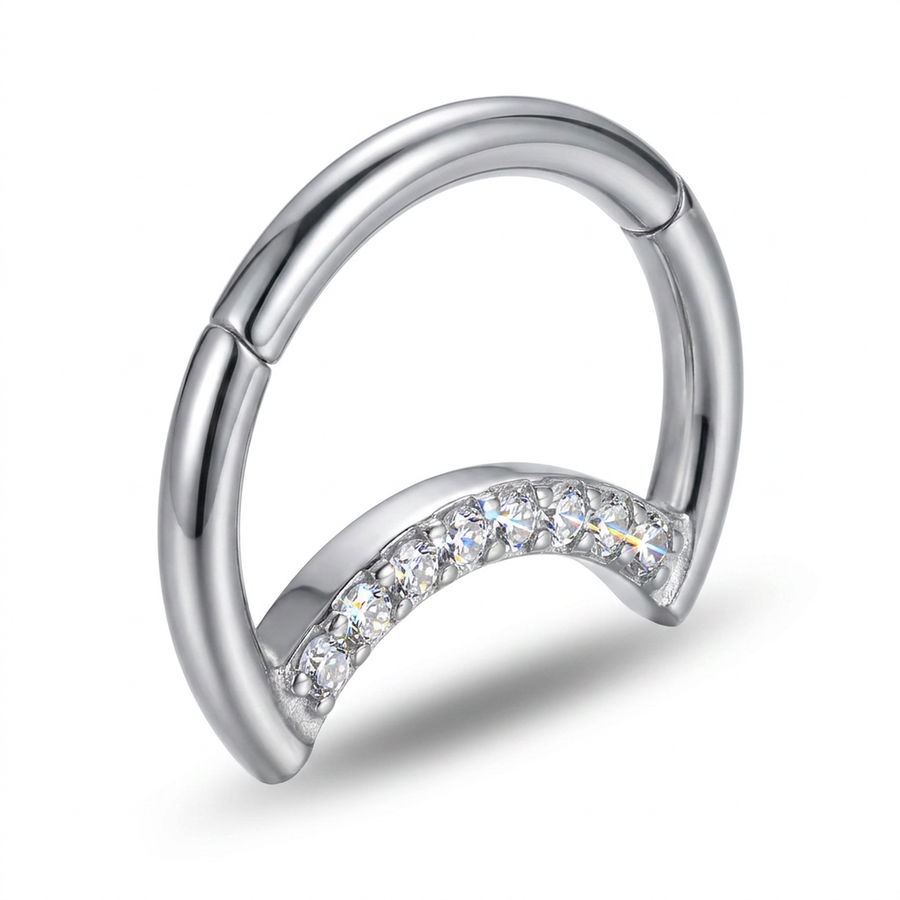 Piercing a forma di luna con zirconi in Acciaio Chirurgico 316L - Piercing per helix, daith, septum