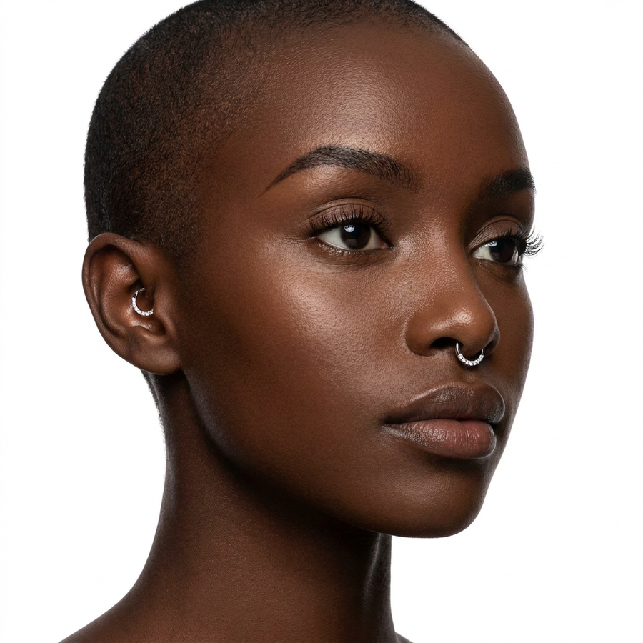 Piercing mezzo cerchio con zirconi in Acciaio Chirurgico 316L - Piercing per lobo, helix, daith, septum