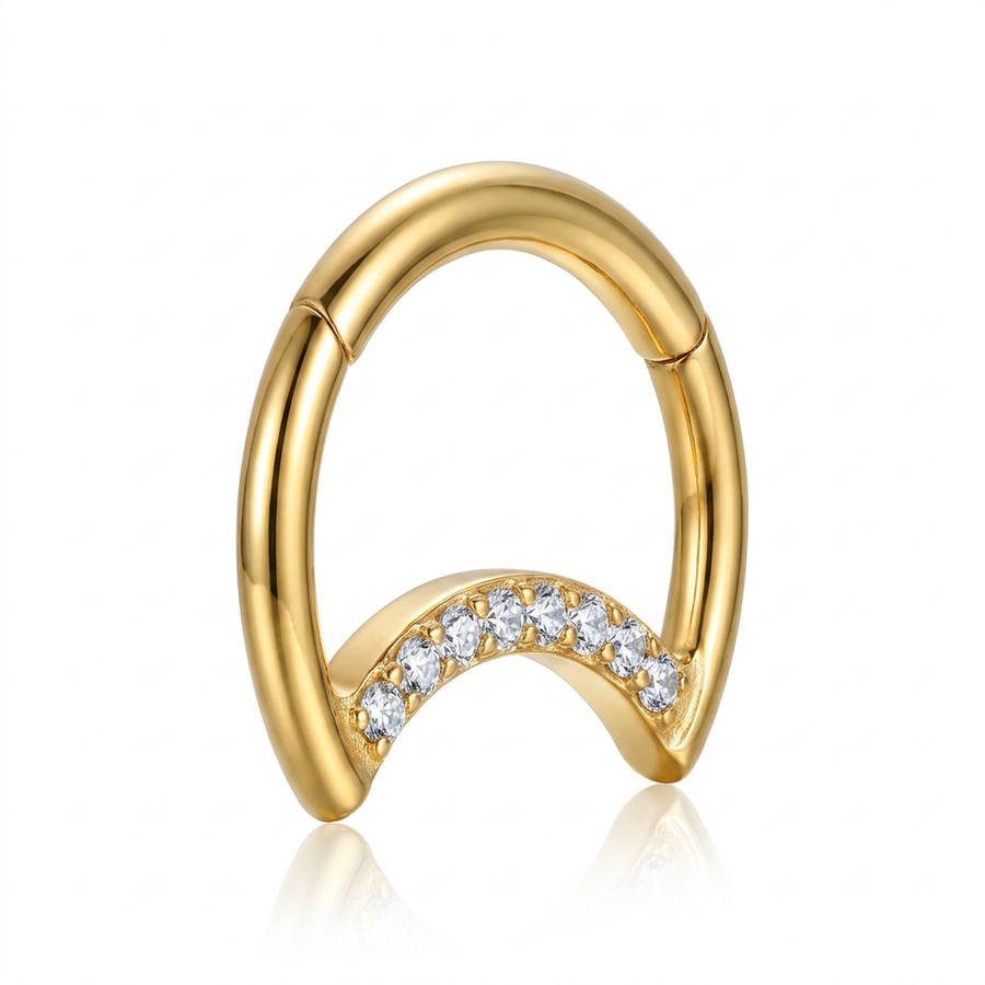 Piercing a forma di luna con zirconi in Acciaio Chirurgico 316L - Piercing per helix, daith, septum