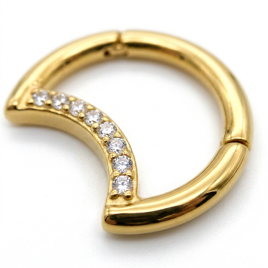 Piercing a forma di luna con zirconi in Acciaio Chirurgico 316L - Piercing per helix, daith, septum