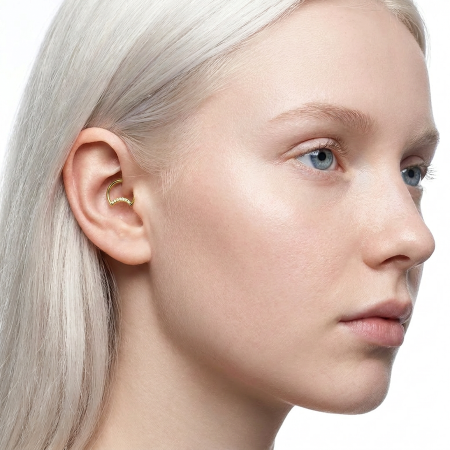 Piercing a forma di luna con zirconi in Acciaio Chirurgico 316L - Piercing per helix, daith, septum