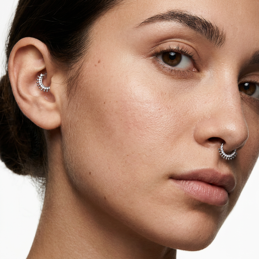Piercing con zirconi in Acciaio Chirurgico 316L - Piercing per lobo, helix, daith, septum