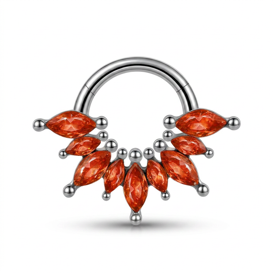 Piercing con petali di zirconi in Acciaio Chirurgico 316L - Piercing per lobo, helix, daith, septum