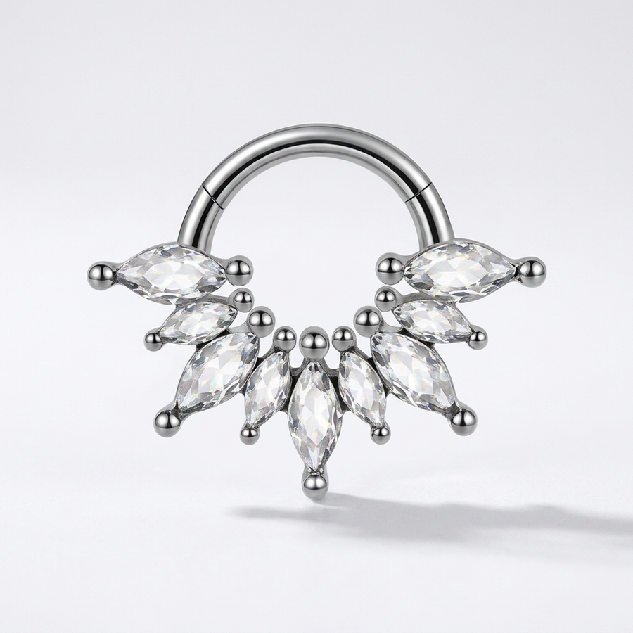 Piercing con petali di zirconi in Acciaio Chirurgico 316L - Piercing per lobo, helix, daith, septum