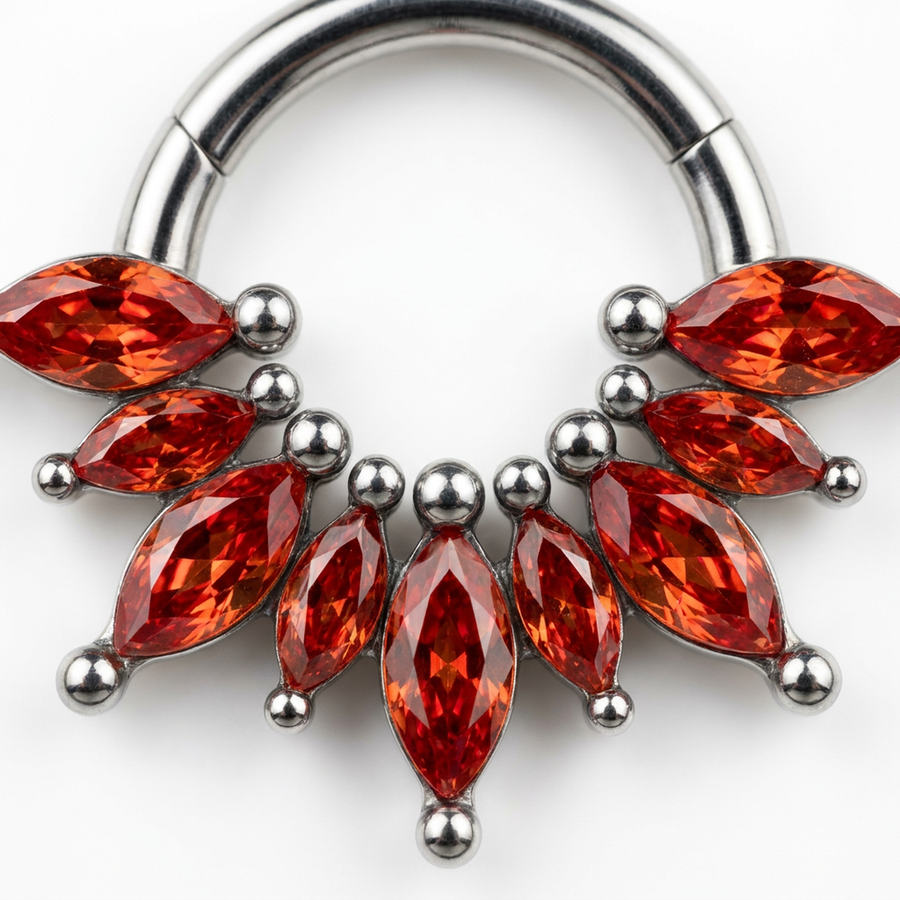 Piercing con petali di zirconi in Acciaio Chirurgico 316L - Piercing per lobo, helix, daith, septum