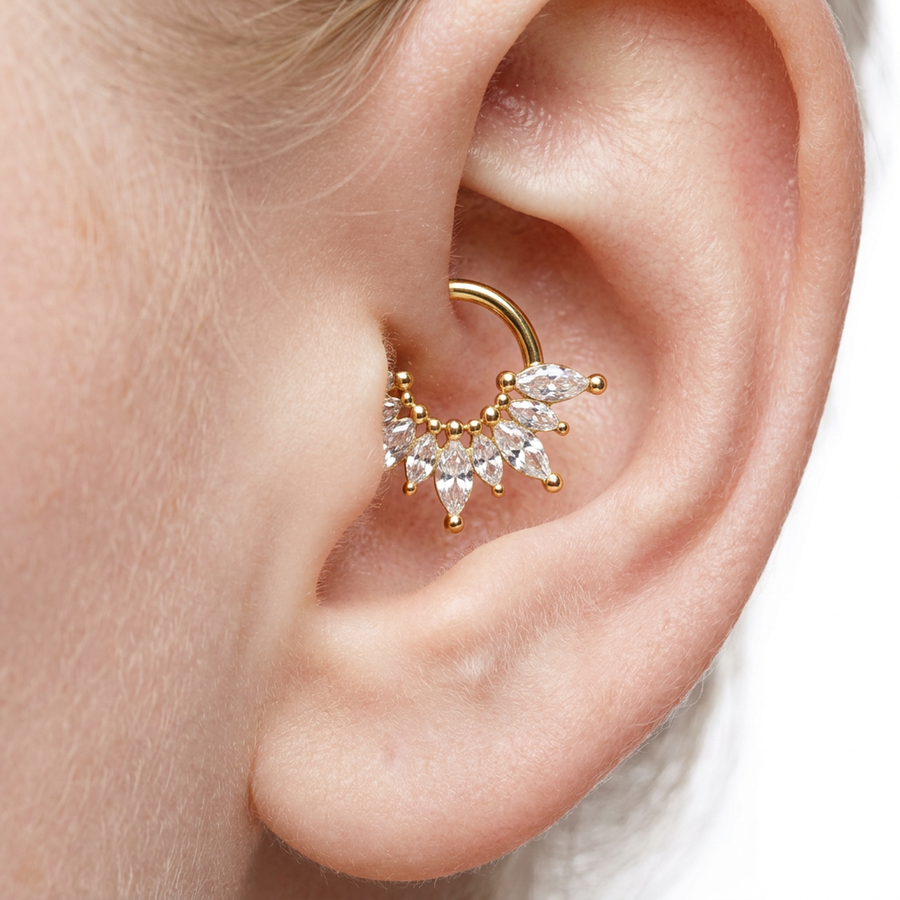Piercing con petali di zirconi in Acciaio Chirurgico 316L - Piercing per lobo, helix, daith, septum