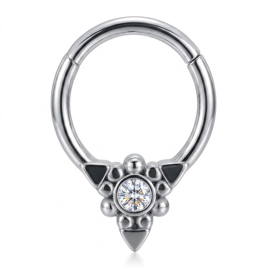 Piercing con punta e zircone in Acciaio Chirurgico 316L - Piercing per lobo, helix, daith, septum