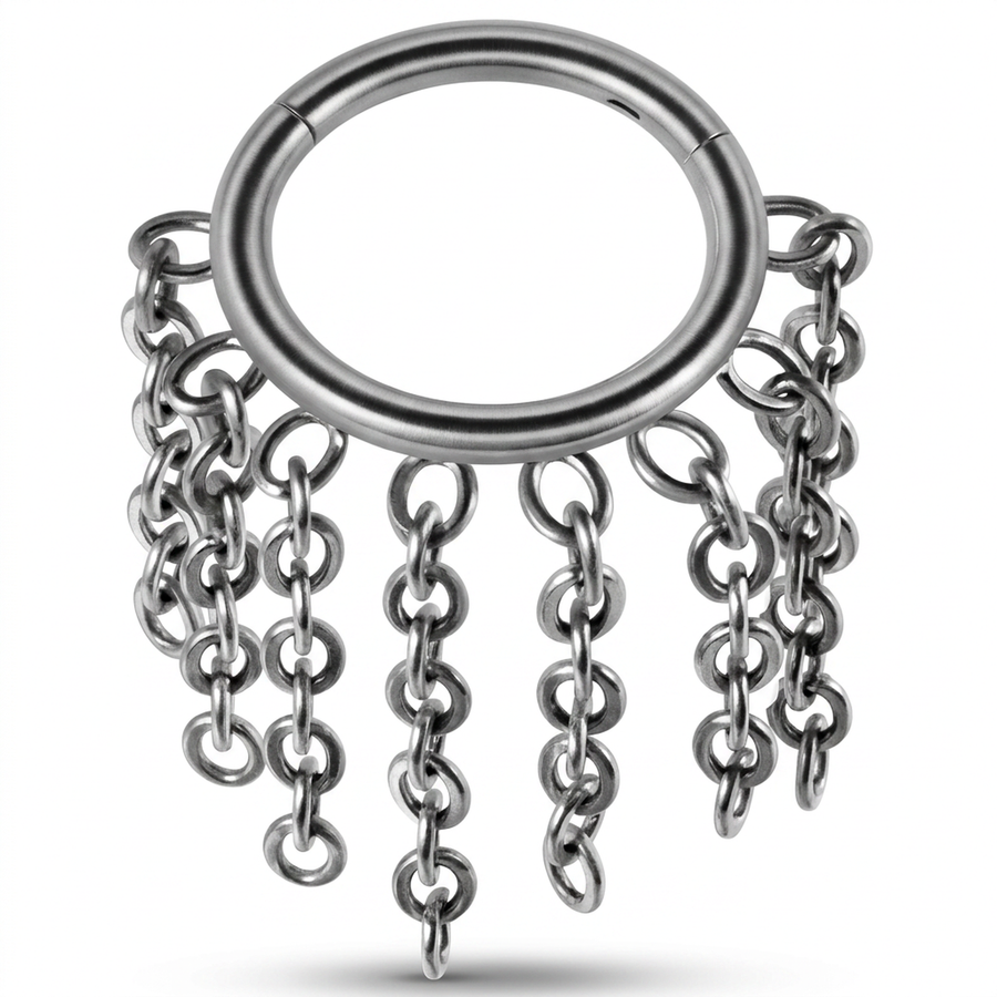 Piercing con catene pendenti in acciaio chirurgico 316L - Piercing per helix, daith, septum