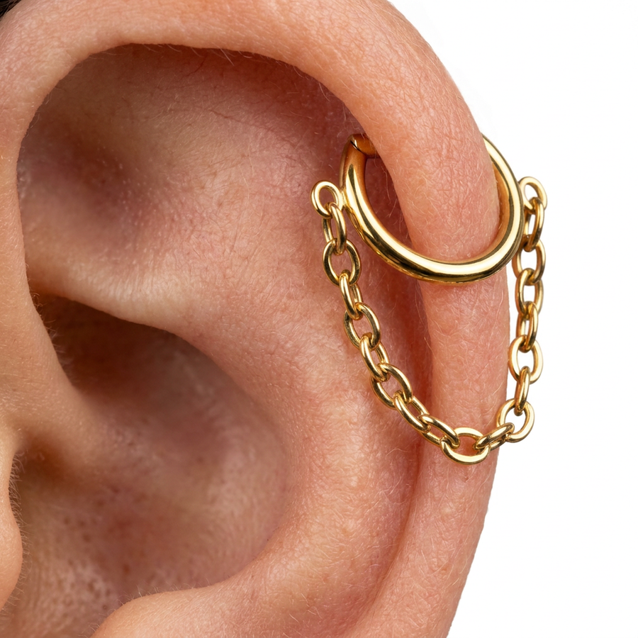 Piercing con catenina in Acciaio Chirurgico 316L - Piercing per lobo, helix, daith, septum