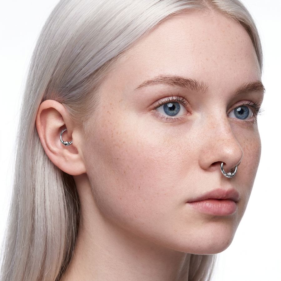 Piercing con luna in Acciaio Chirurgico 316L - Piercing per lobo, helix, daith, septum
