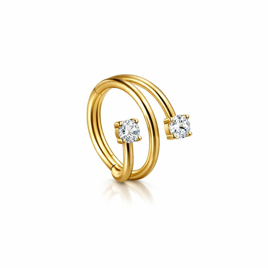 Cerchietto con due zirconi in Acciaio Chirurgico 316L - Piercing per lobo, helix, forward helix, conch, tragus