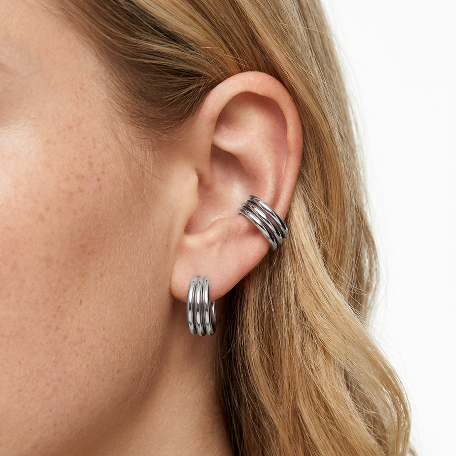 Cerchietto con tre fasce in Acciaio Chirurgico 316L - Piercing per lobo, helix, septum, daith