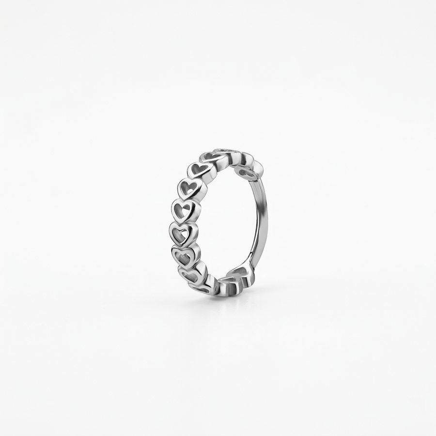 Cerchietto con cuoricini in Acciaio Chirurgico 316L - Piercing per lobo, helix, forward helix, conch, tragus, antitragus, rook