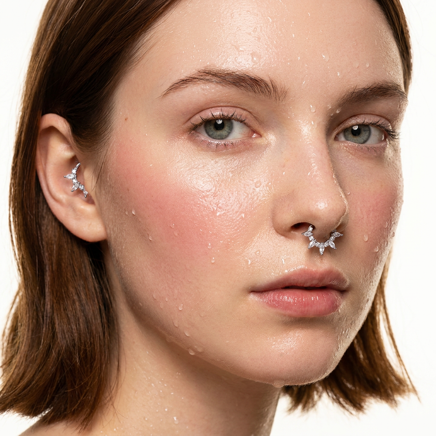 Piercing con zirconi e punte in Acciaio Chirurgico 316L - Piercing per lobo, helix, daith, septum