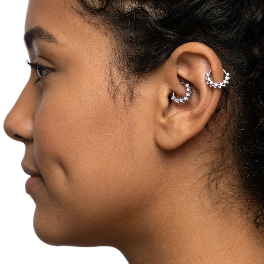 Piercing con zirconi e punte in Acciaio Chirurgico 316L - Piercing per lobo, helix, daith, septum