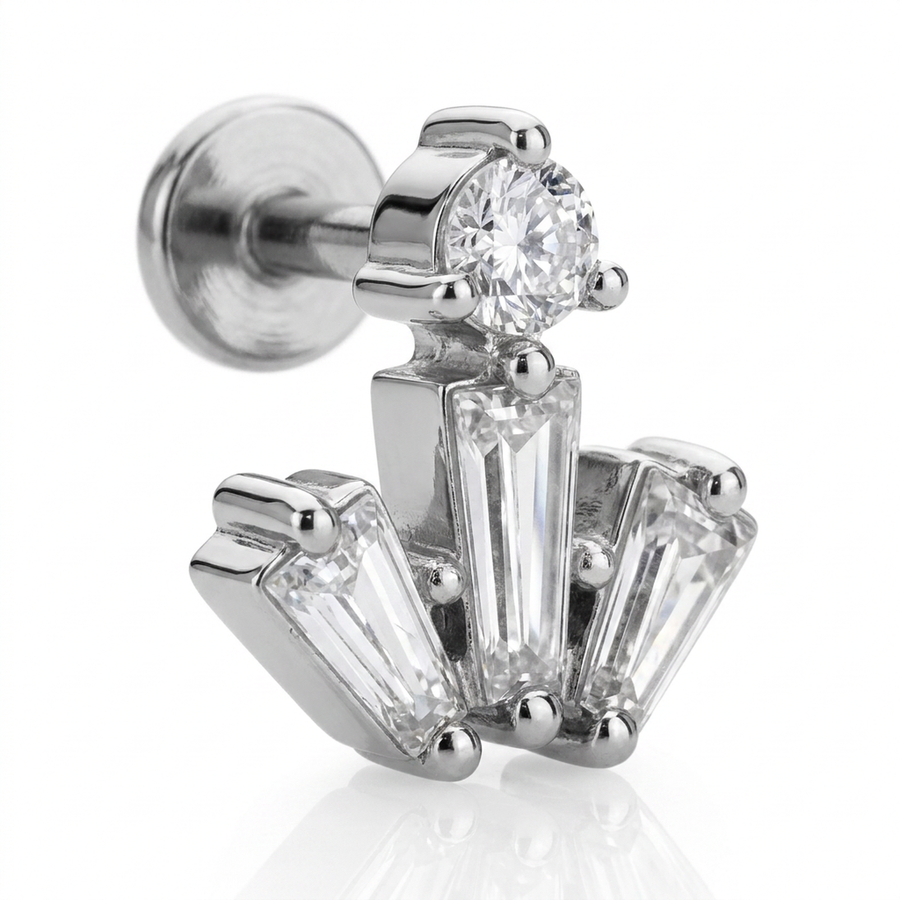 Piercing con zirconi in acciaio chirurgico 316L - Piercing per lobo, helix, forward helix, conch, flat, tragus