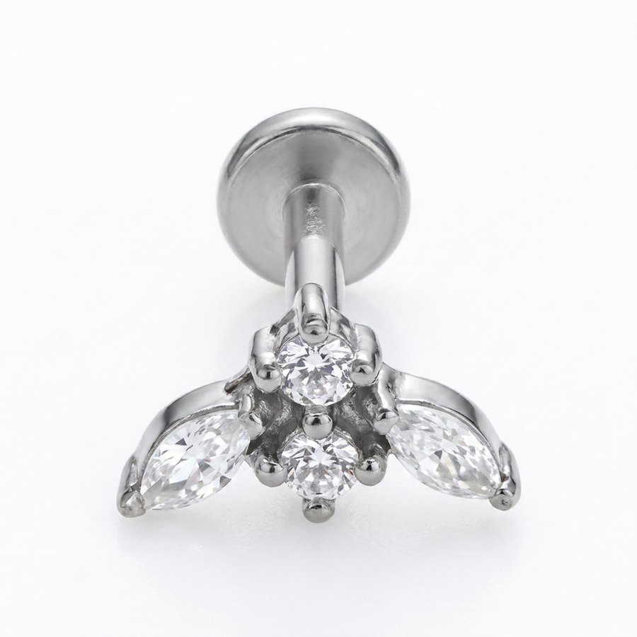 Piercing con zirconi in Acciaio Chirurgico 316L - Piercing per lobo, helix, forward helix, conch, flat, tragus