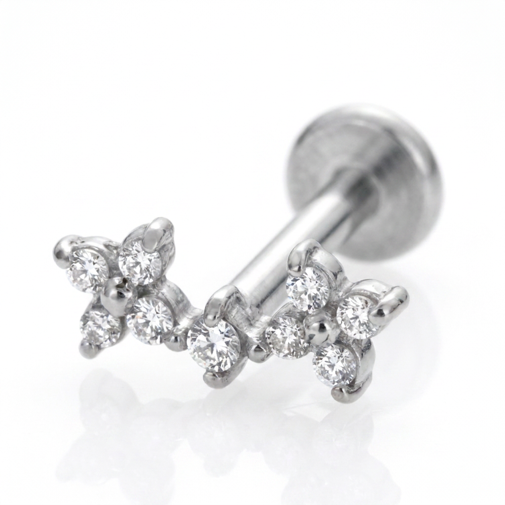 Piercing con fiorellini e zirconi in Acciaio Chirurgico 316L - Piercing per lobo, helix, forward helix, conch, flat, tragus