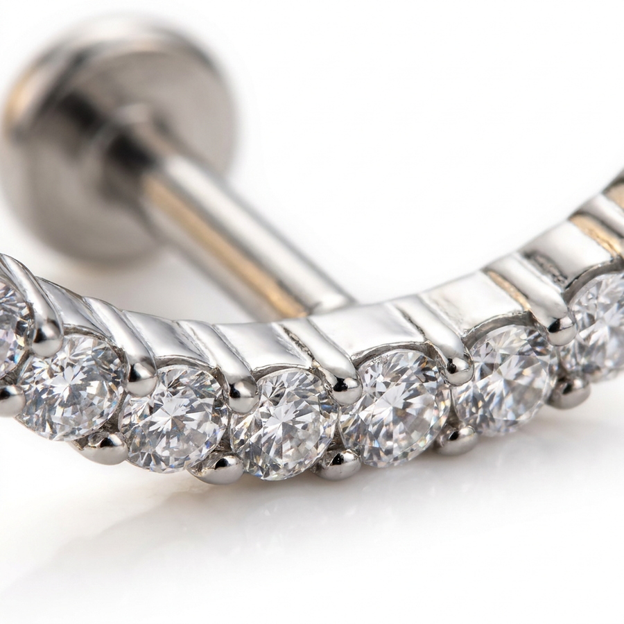 Piercing con zirconi in acciaio chirurgico 316L - Piercing per lobo, helix, forward helix, conch, flat, tragus