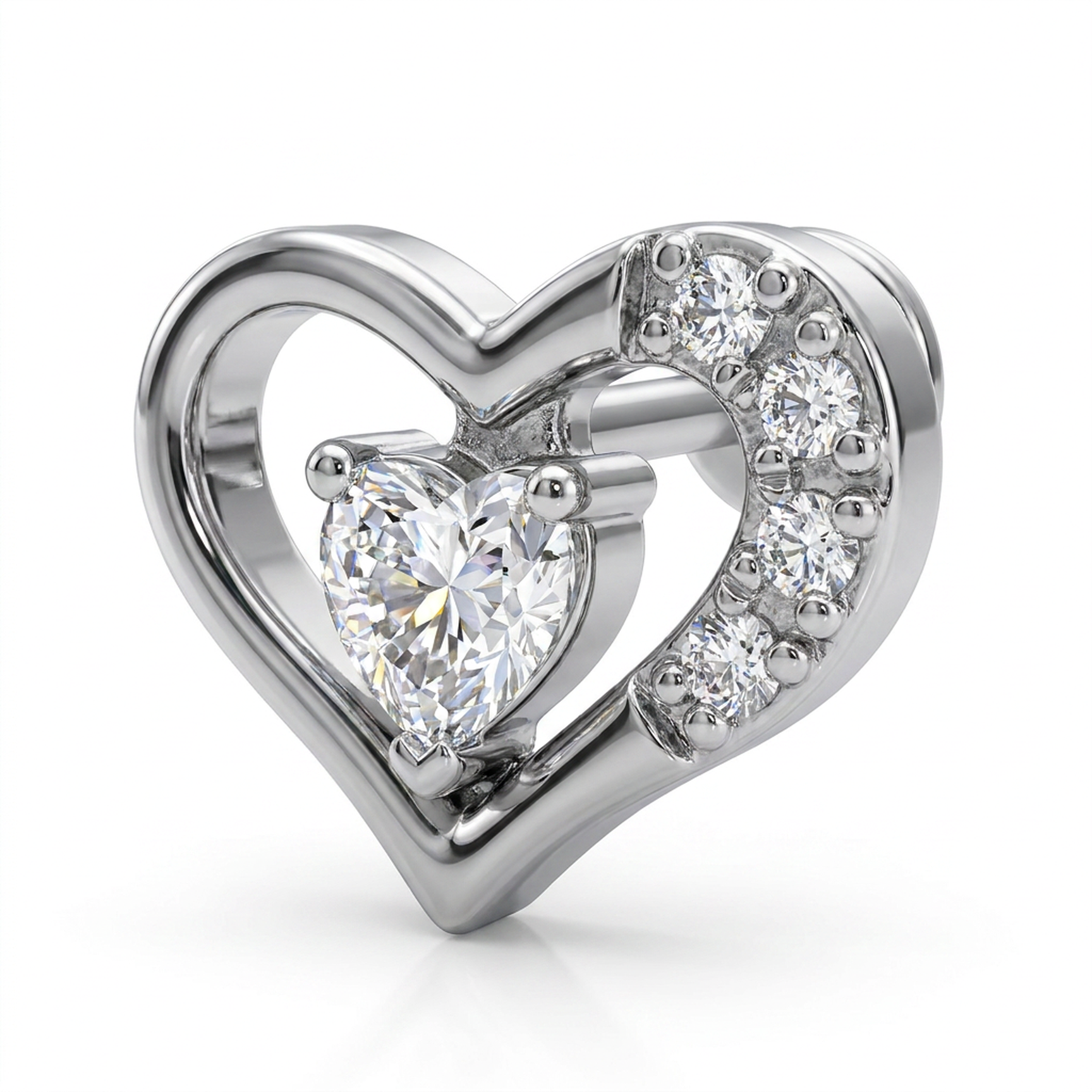 Piercing con cuore e zirconi in Acciaio Chirurgico 316L - Piercing per lobo, helix, forward helix, conch, flat, tragus
