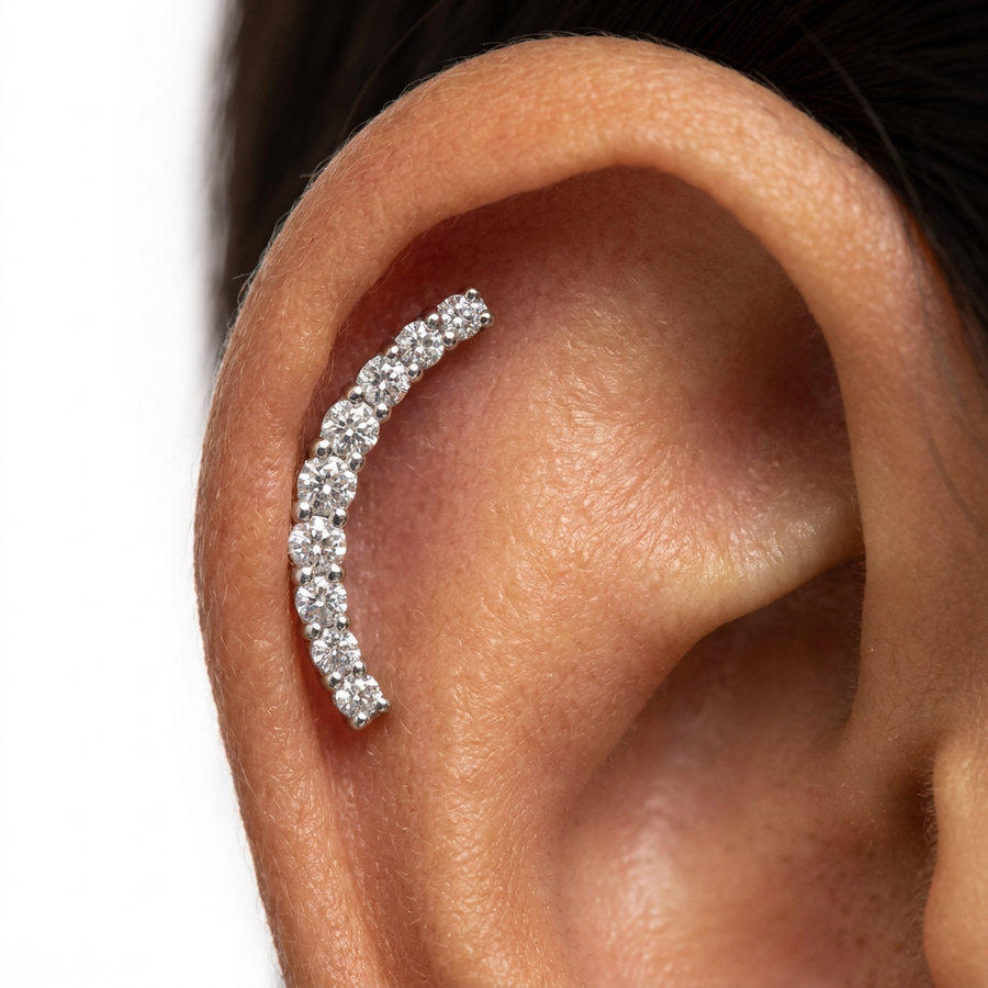 Piercing con zirconi in acciaio chirurgico 316L - Piercing per lobo, helix, forward helix, conch, flat, tragus