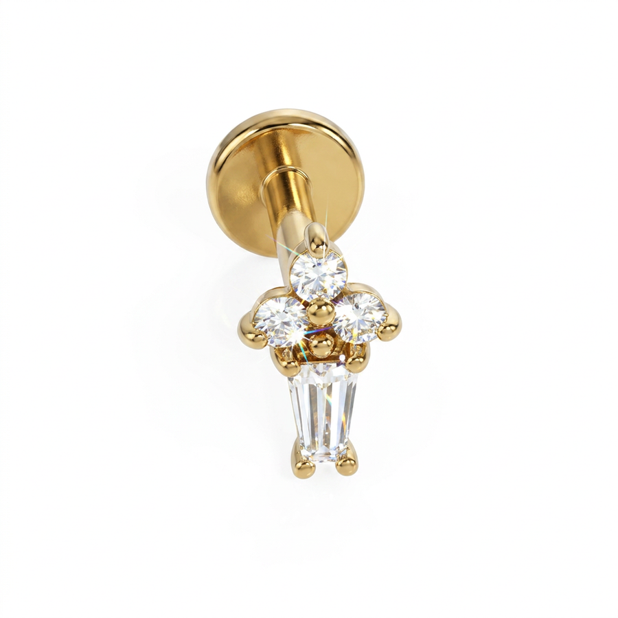 Piercing con zirconi in Acciaio Chirurgico 316L - Piercing per lobo, helix, forward helix, conch, flat, tragus