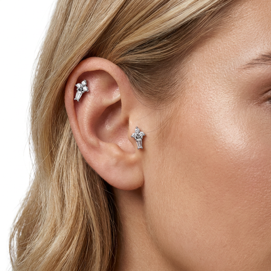Piercing con zirconi in Acciaio Chirurgico 316L - Piercing per lobo, helix, forward helix, conch, flat, tragus