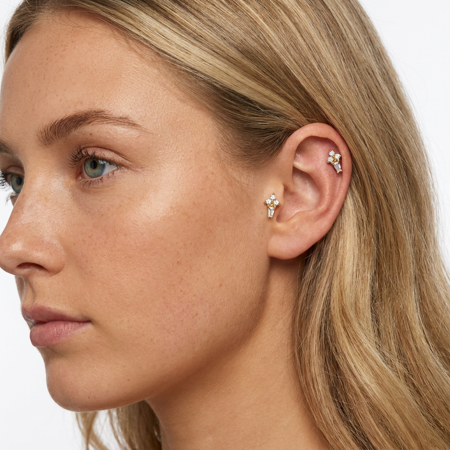 Piercing con zirconi in Acciaio Chirurgico 316L - Piercing per lobo, helix, forward helix, conch, flat, tragus