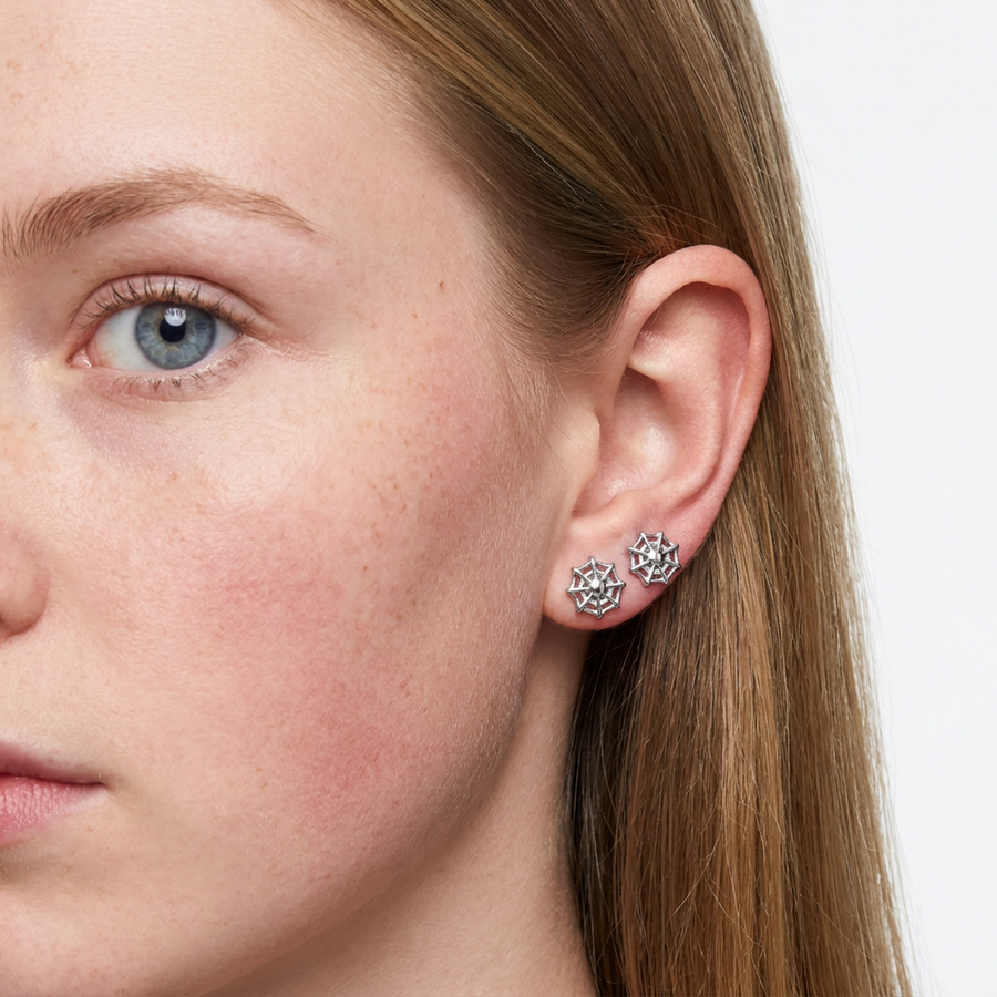 Piercing con ragnatela in Acciaio Chirurgico 316L - Piercing per lobo, helix, forward helix, conch, flat, tragus