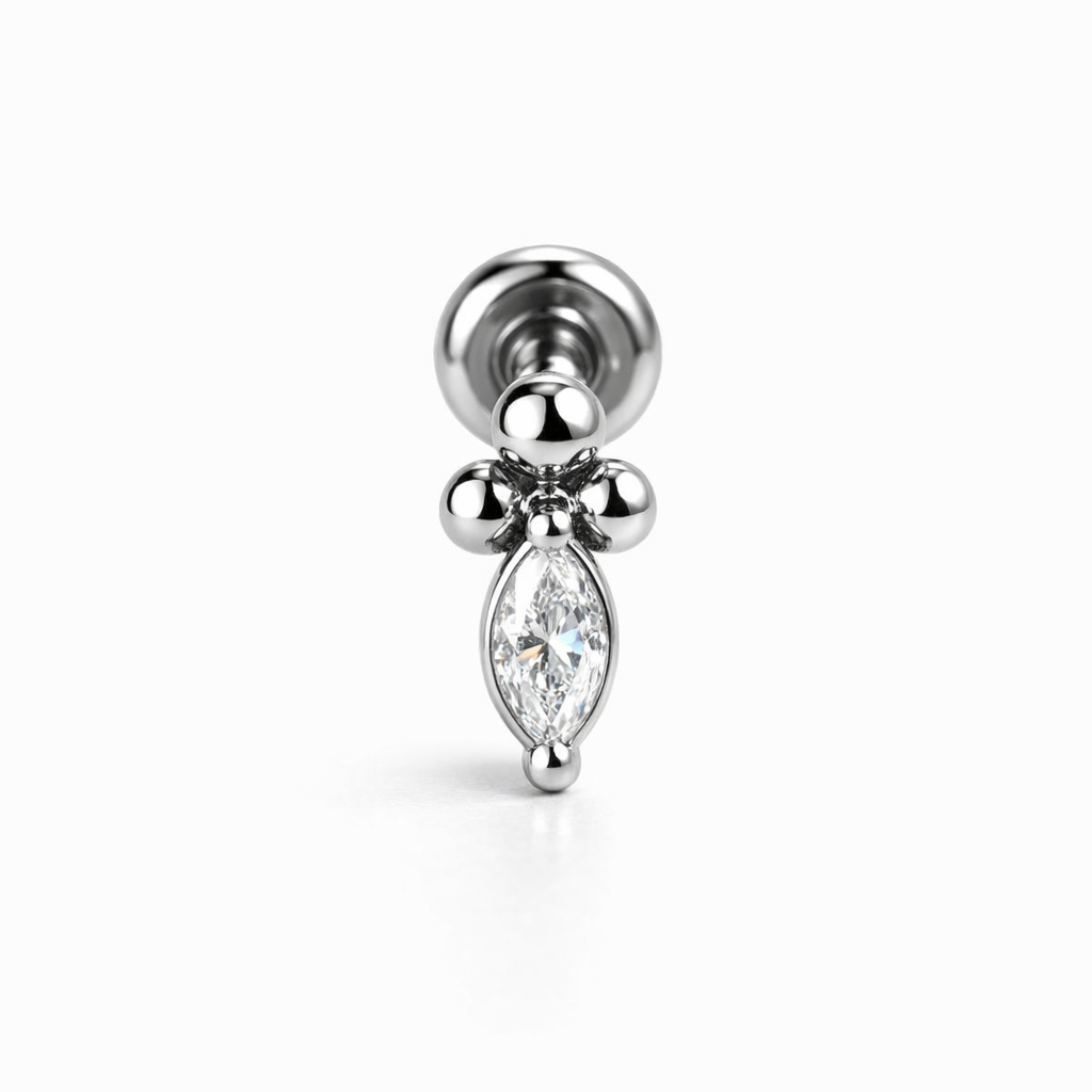 Piercing con zircone e palline in Acciaio Chirurgico 316L - Piercing per lobo, helix, forward helix, conch, flat, tragus