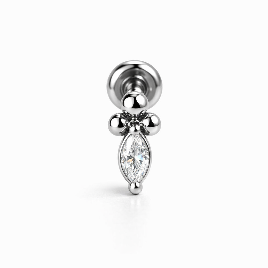 Piercing con zircone e palline in Acciaio Chirurgico 316L - Piercing per lobo, helix, forward helix, conch, flat, tragus