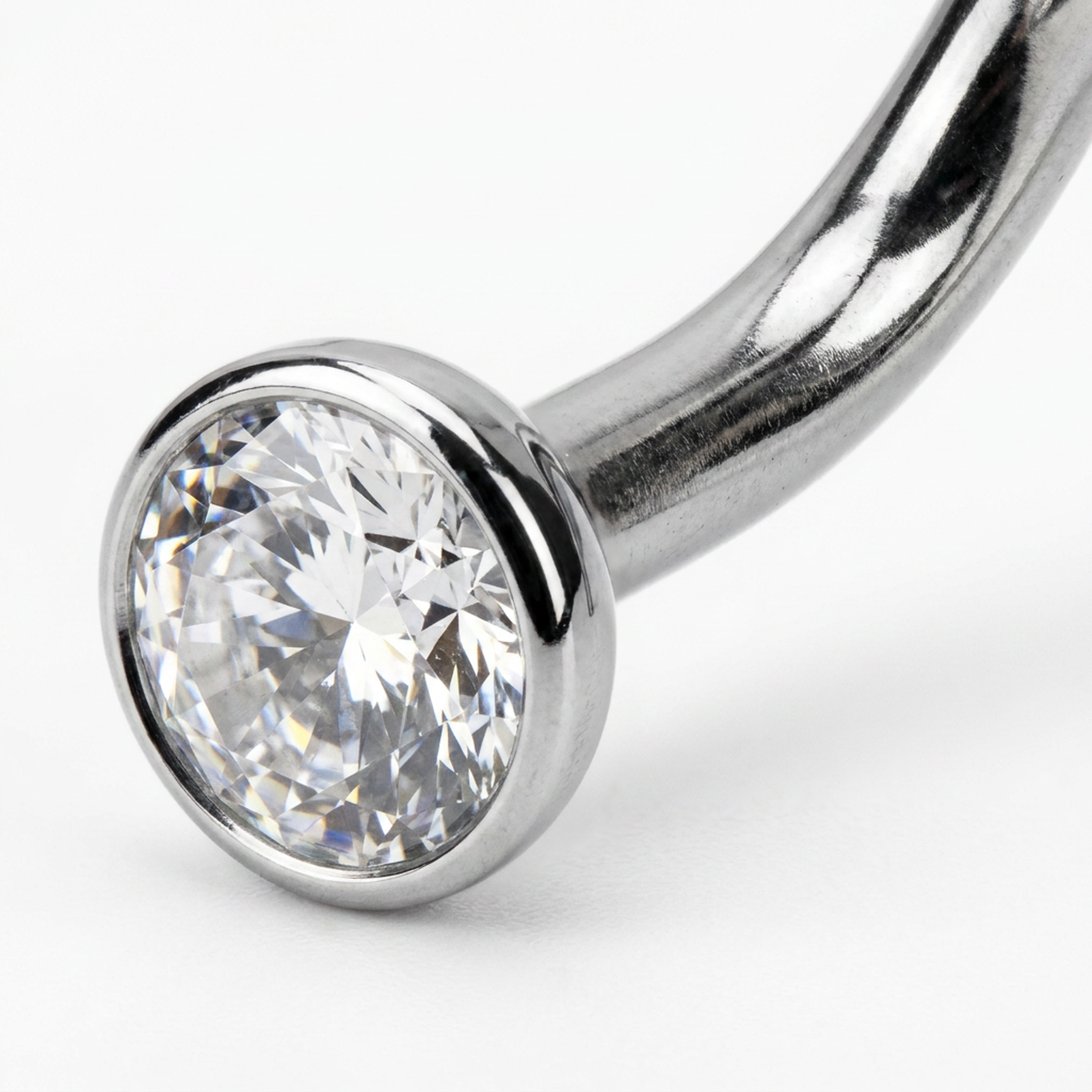 Piercing con brillantino incastonato e spirale in Acciaio Chirurgico 316L - Piercing per naso