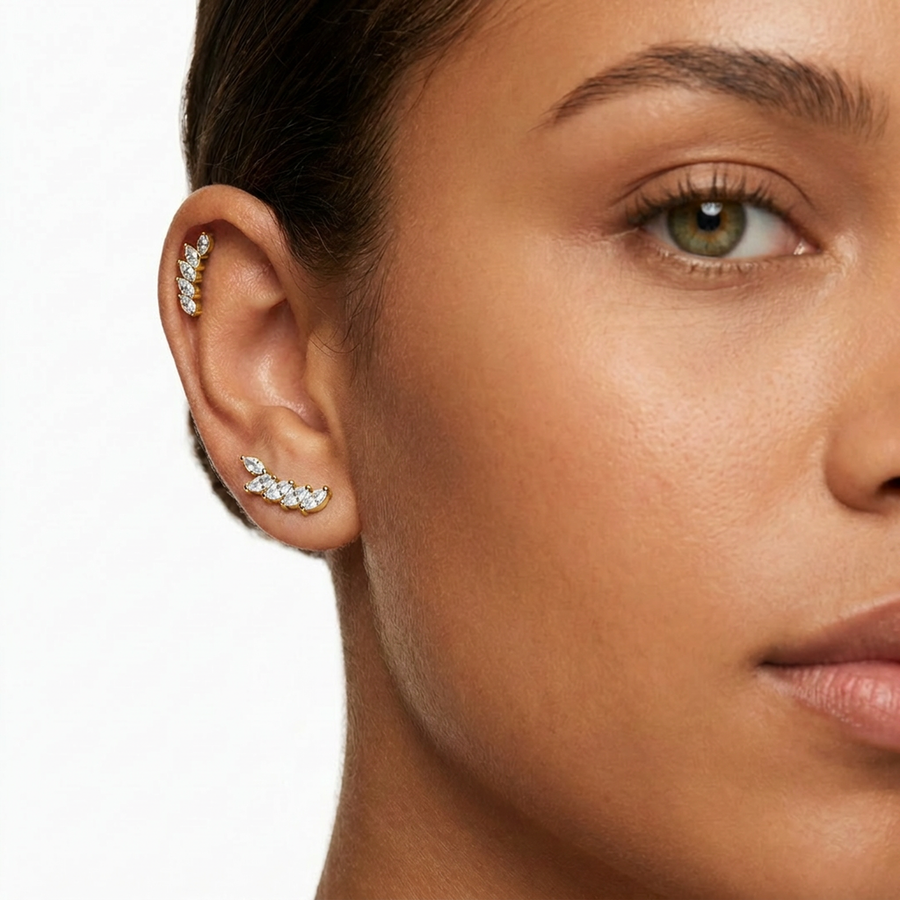 Piercing con zirconi in acciaio chirurgico 316L - Piercing per lobo, helix, forward helix, conch, flat, tragus