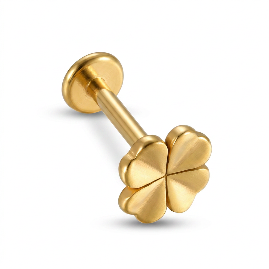Piercing quadrifoglio in Acciaio Chirurgico 316L - Piercing per lobo, helix, forward helix, conch, flat, tragus