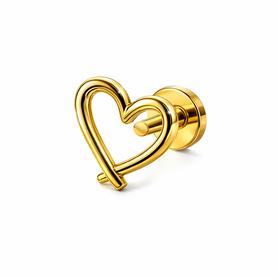 Piercing con cuore in Acciaio Chirurgico 316L - Piercing per lobo, helix, forward helix, conch, flat, tragus