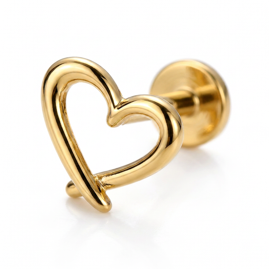 Piercing con cuore in Acciaio Chirurgico 316L - Piercing per lobo, helix, forward helix, conch, flat, tragus