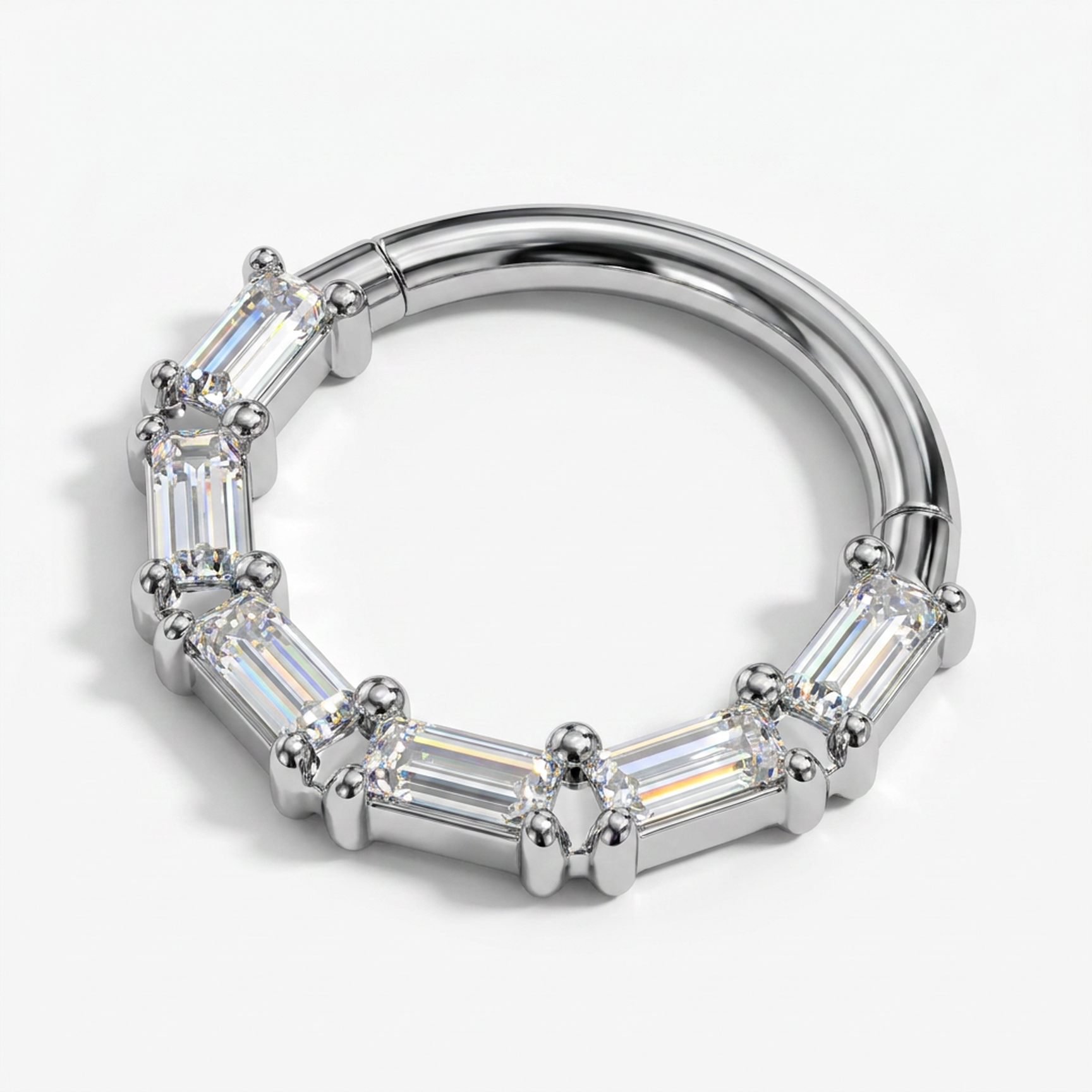 Piercing con zirconi rettangolari in Acciaio Chirurgico 316L - Piercing per lobo, helix, daith, septum
