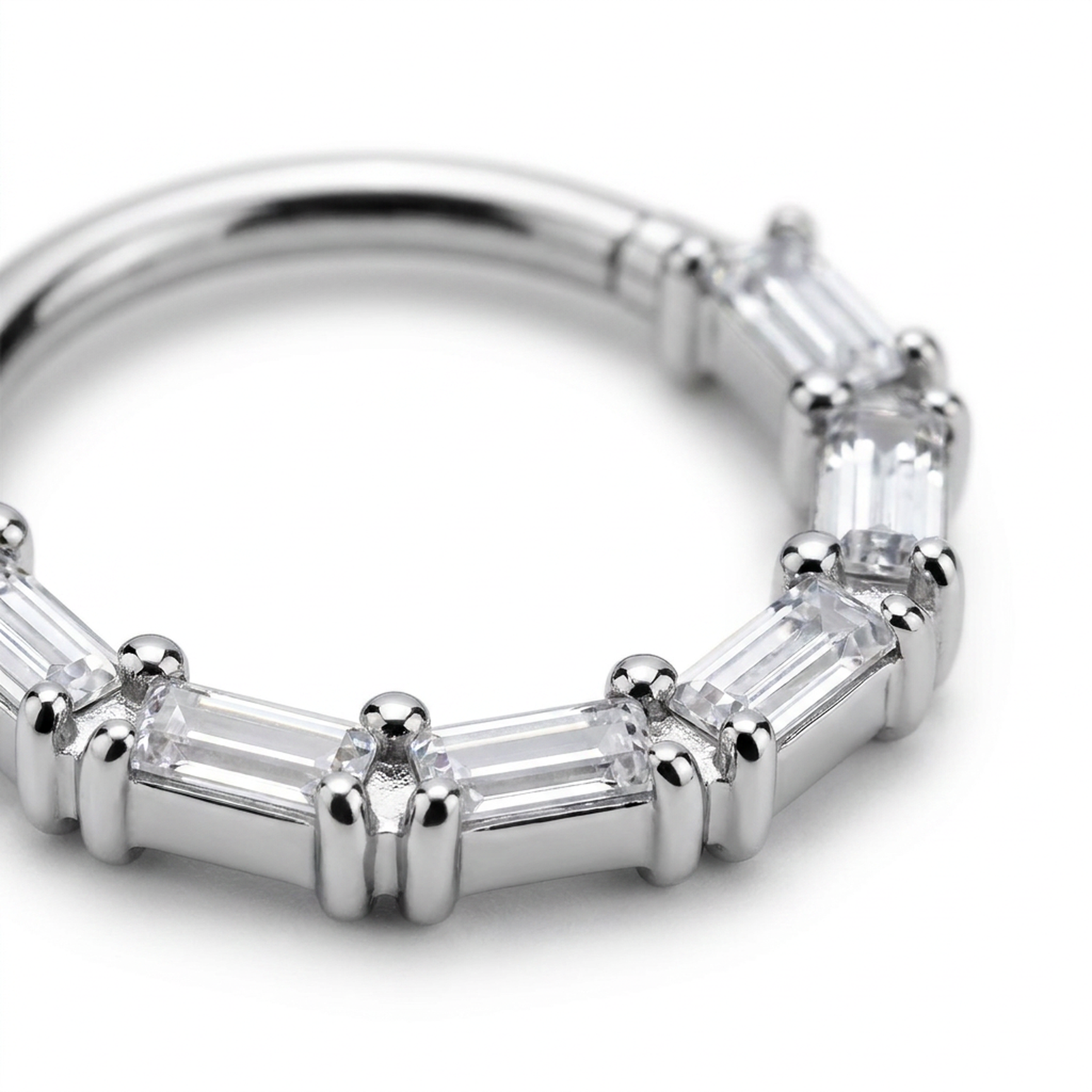Piercing con zirconi rettangolari in Acciaio Chirurgico 316L - Piercing per lobo, helix, daith, septum