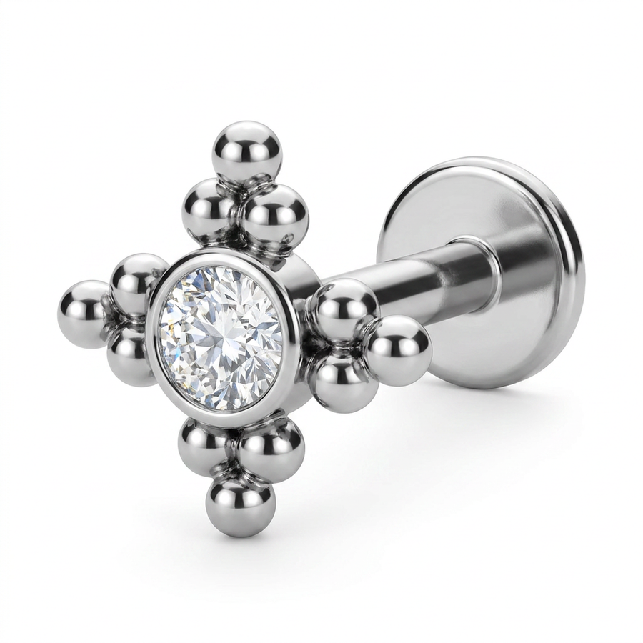 Piercing con zircone e palline in Acciaio Chirurgico 316L - Piercing per lobo, helix, forward helix, conch, flat, tragus