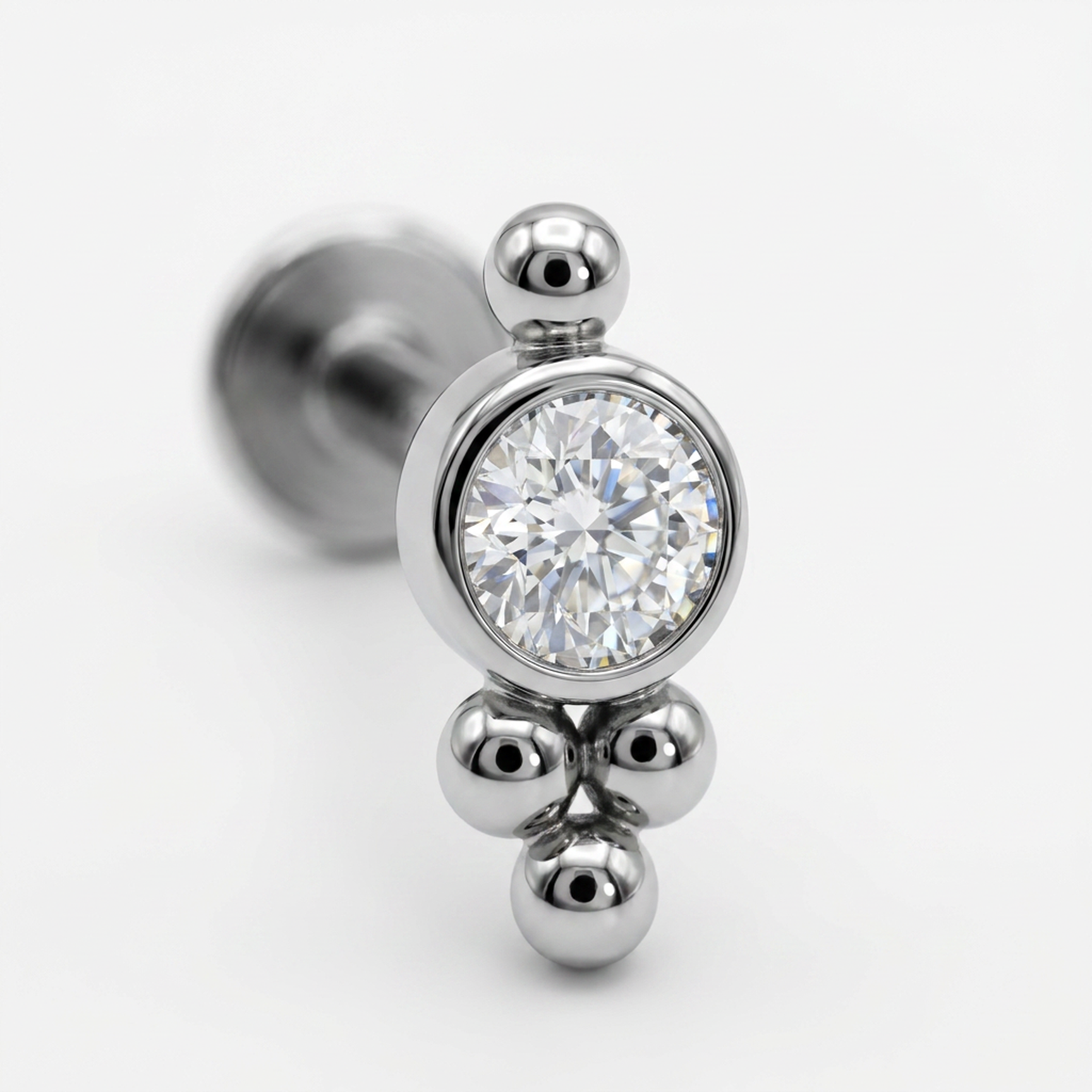 Piercing con zircone e palline in Acciaio Chirurgico 316L - Piercing per lobo, helix, forward helix, conch, flat, tragus