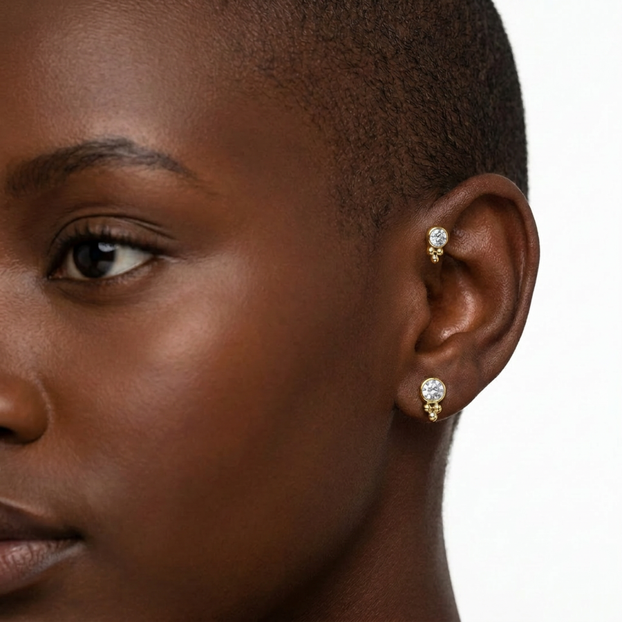 Piercing con zircone e palline in Acciaio Chirurgico 316L - Piercing per lobo, helix, forward helix, conch, flat, tragus