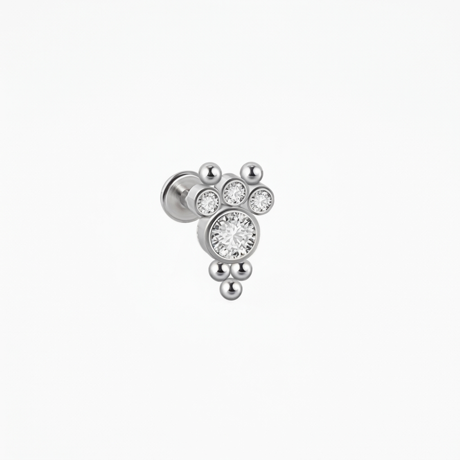 Piercing con zirconi e palline in Acciaio Chirurgico 316L - Piercing per lobo, helix, forward helix, conch, flat, tragus