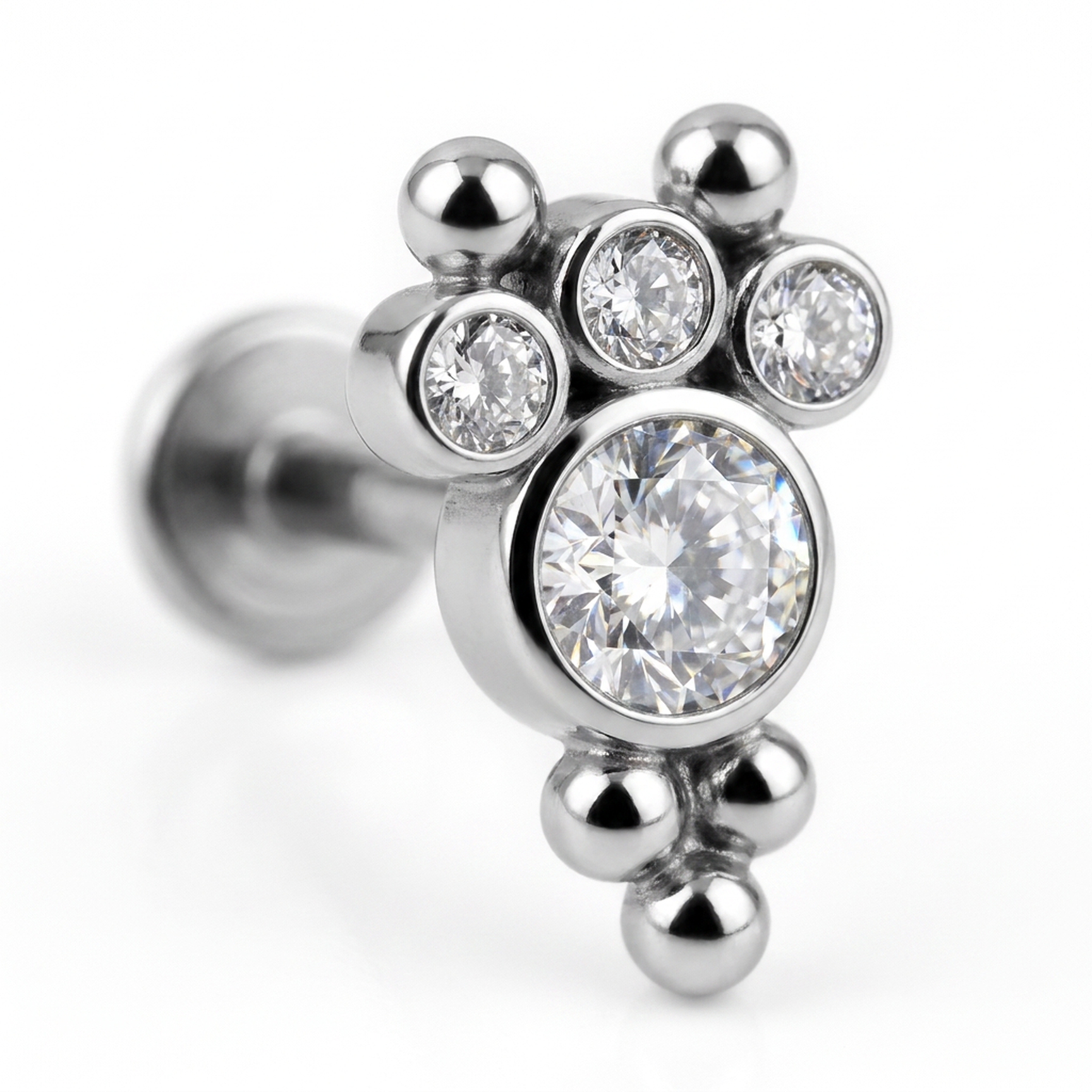 Piercing con zirconi e palline in Acciaio Chirurgico 316L - Piercing per lobo, helix, forward helix, conch, flat, tragus