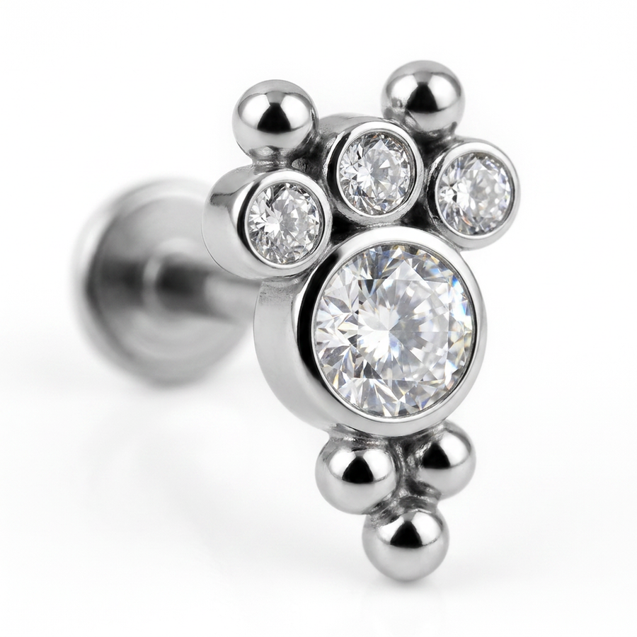 Piercing con zirconi e palline in Acciaio Chirurgico 316L - Piercing per lobo, helix, forward helix, conch, flat, tragus