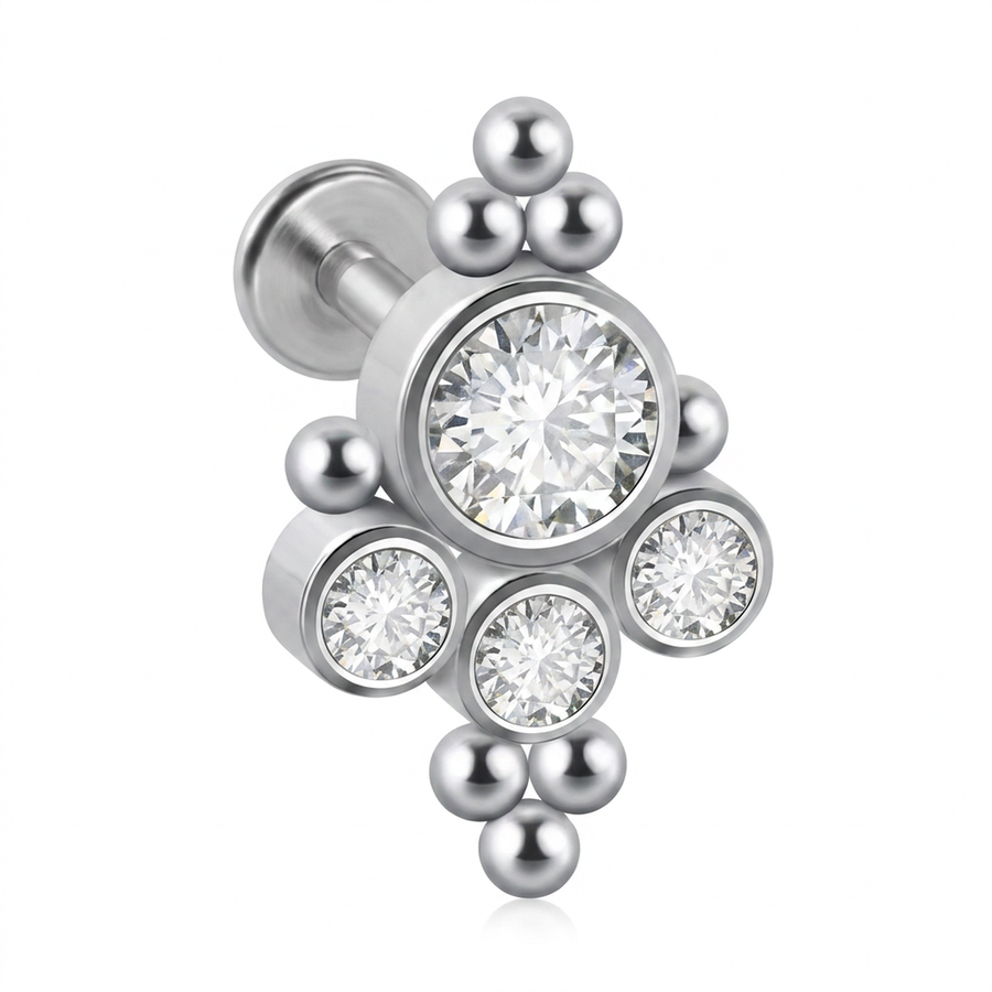 Piercing con zirconi in Acciaio Chirurgico 316L - Piercing per lobo, helix, forward helix, conch, flat, tragus