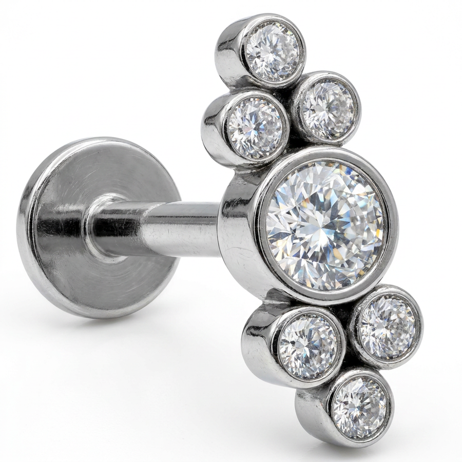 Piercing con zirconi in Acciaio Chirurgico 316L - Piercing per lobo, helix, forward helix, conch, flat, tragus