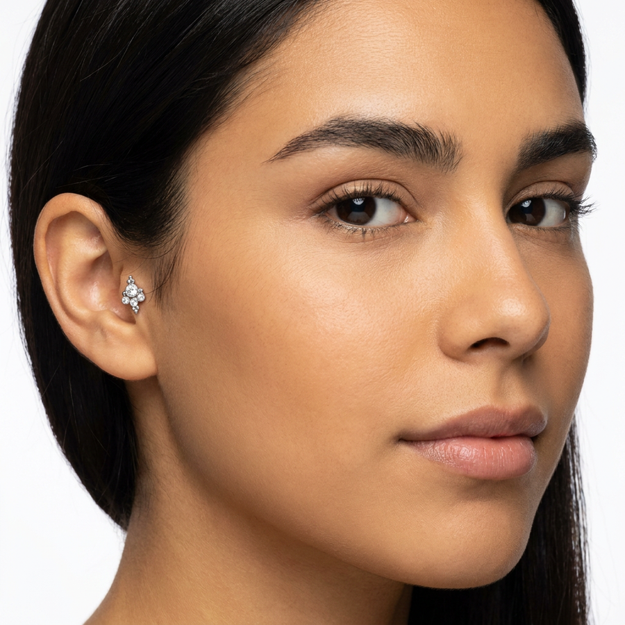 Piercing con zirconi e palline in Acciaio Chirurgico 316L - Piercing per lobo, helix, forward helix, conch, flat, tragus