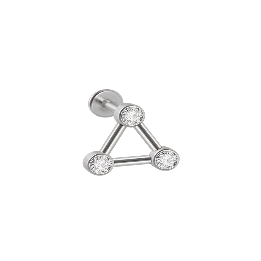 Piercing con zirconi a triangolo in Acciaio Chirurgico 316L - Piercing per lobo, helix, forward helix, conch, flat, tragus