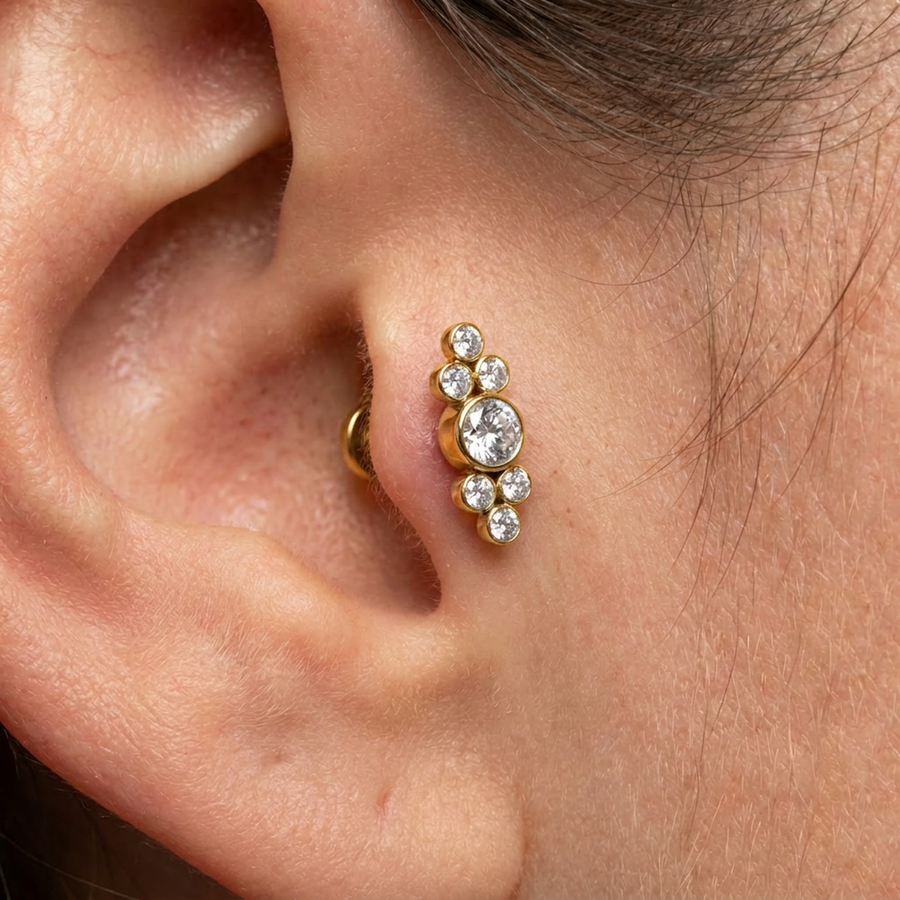 Piercing con zirconi in Acciaio Chirurgico 316L - Piercing per lobo, helix, forward helix, conch, flat, tragus