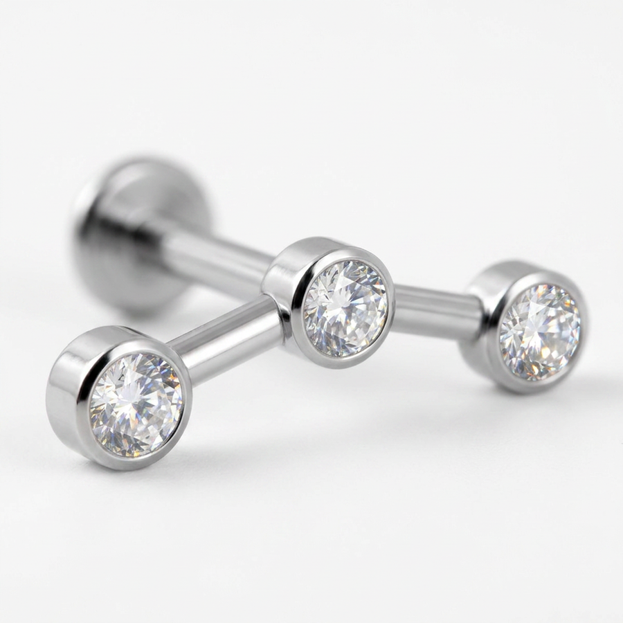 Piercing con zirconi in Acciaio Chirurgico 316L - Piercing per lobo, helix, forward helix, conch, flat, tragus